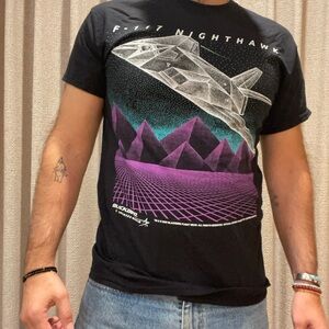 Black Graphic 'F-117 Nighthawk' Men's Tee